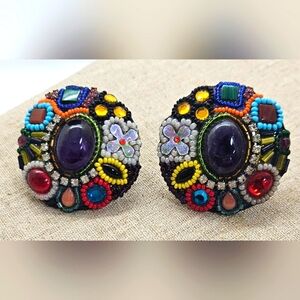 Bradley Levin beaded mosaic earringd